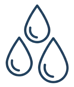 Three droplet icons in a line on a white background