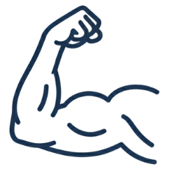 Outline of a flexed arm muscle on a white background